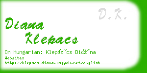 diana klepacs business card